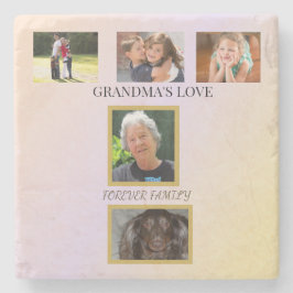 Posavasos De Piedra Grandma's Love Tribute - Gold Border Design