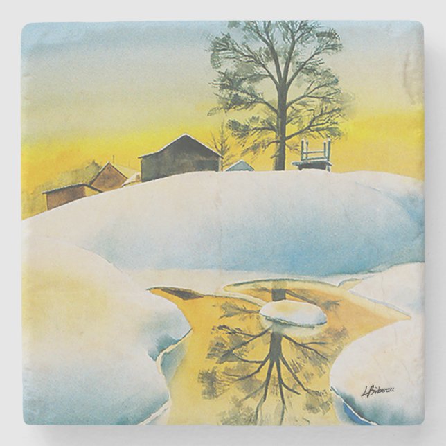 Posavasos De Piedra Granja invernal (Anverso)
