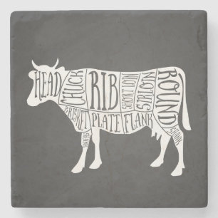 Posavasos De Piedra granjero carne de ternera carnicero trozos de arte