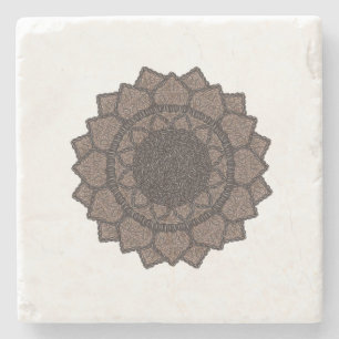 Posavasos De Piedra Grano de Café Mandala-Moderno Orgánico-Amantes del