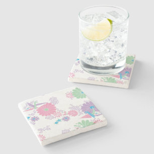 Posavasos De Piedra Grasas de papel y flores