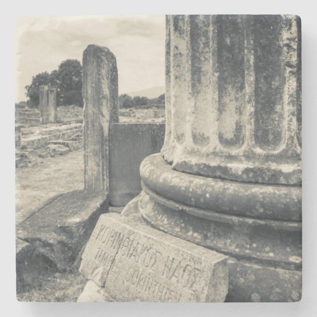 Posavasos De Piedra Grecia, ruinas de la ciudad antigua (Anverso)