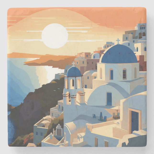 POSAVASOS DE PIEDRA GRECIA SANTORINI #1 (Anverso)