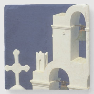 Posavasos De Piedra Grecia, Santorini. Vista de una iglesia griega y