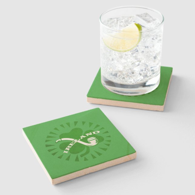 Posavasos De Piedra Green 3 Leaf Shamrock Pipe And Irland Textos (Lateral)