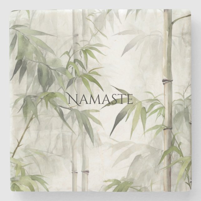 Posavasos De Piedra Green Bamboo Mindfulness Yoga (Anverso)