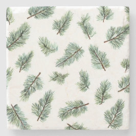 Posavasos De Piedra Green Christmas Pine Tree 
