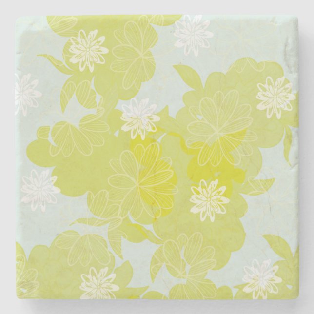 Posavasos De Piedra Green Flowers (Anverso)