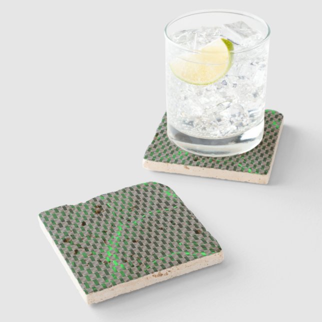 Posavasos De Piedra Green image under grey plaques, oblong squares (Lateral)
