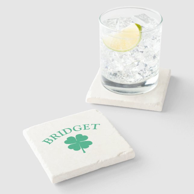 Posavasos De Piedra Green Irish Four Leaf Clover St Patrons Day (Lateral)