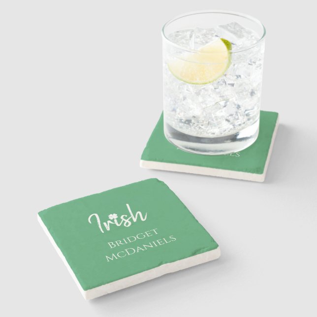 Posavasos De Piedra Green Irish Four Leaf Clover St Patrons Day (Lateral)