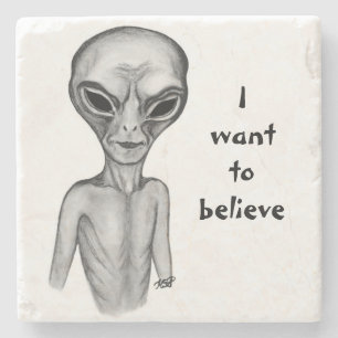 Posavasos De Piedra Grey Alien , quiero creer