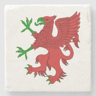 Posavasos De Piedra Griffin en rojo y verde