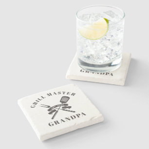 Posavasos De Piedra Grill Master Abuelo Mejor Abuelo Personalizado