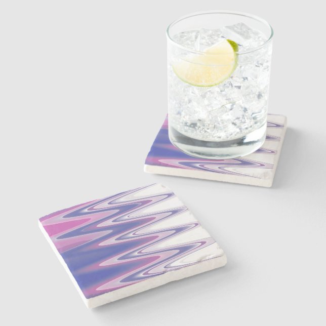 Posavasos De Piedra Gris azul de Fuchsia (Lateral)