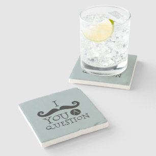 Posavasos De Piedra Gris Blue Mustache tú una pregunta del día del pad