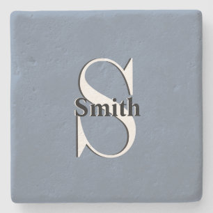 Posavasos De Piedra Gris monograma HAMbyWG - Azul