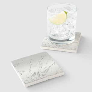 Posavasos De Piedra Gris Plateado Glitzy Falso Brillo