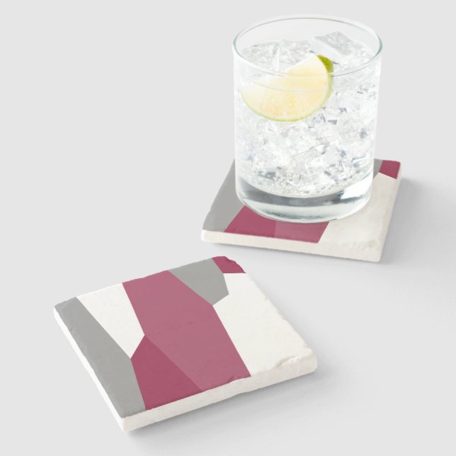 Posavasos De Piedra Gris rosa y blanco (Lateral)