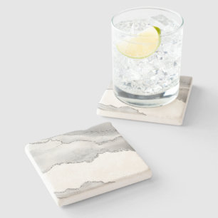 Posavasos De Piedra Gris White Marble Agle Simple Silver Sparkle
