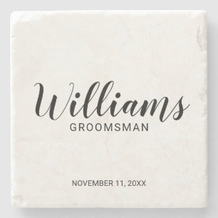 Posavasos De Piedra Groomsman personalizado con guión moderno