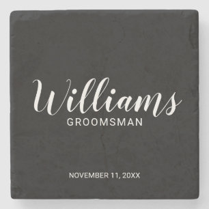 Posavasos De Piedra Groomsman personalizado con guión moderno