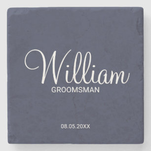 Posavasos De Piedra Groomsman personalizado de la Marina Azul moderna