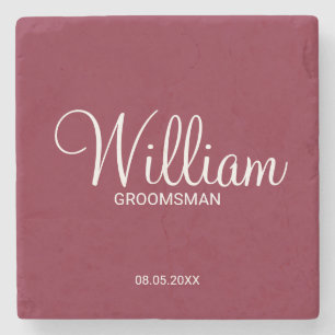 Posavasos De Piedra Groomsman personalizado de la raza borgoñona moder