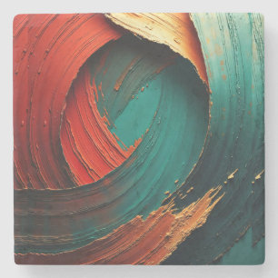 Posavasos De Piedra Groso Pinceladas Óleo Pintado Abstracto
