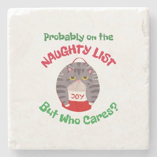 Posavasos De Piedra Grumpy Navidades sarcásticos gatitos Probablemente (Anverso)