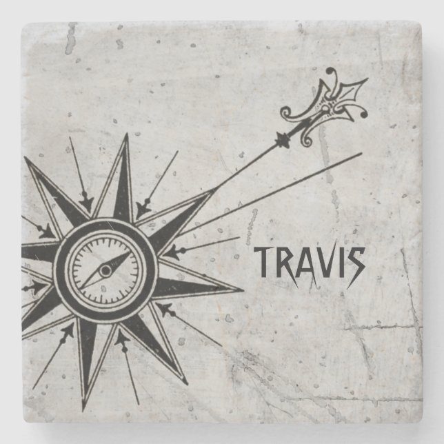 Posavasos De Piedra Grunge de textura retro personalizado de la flecha (Anverso)