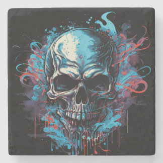 Posavasos De Piedra Gruseliger Totenkopf