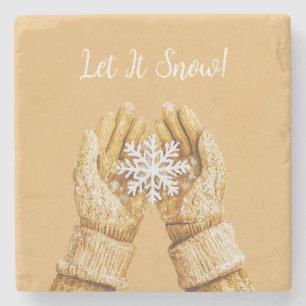 Posavasos De Piedra Guantes de Navidad Copo de Nieve Manos de Oro Amar