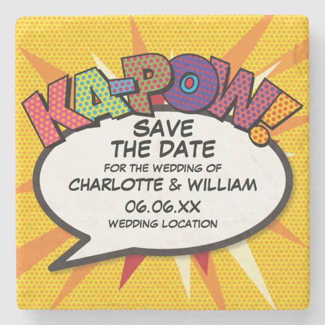 Posavasos De Piedra Guardar la fecha de diversión moderna (Anverso)