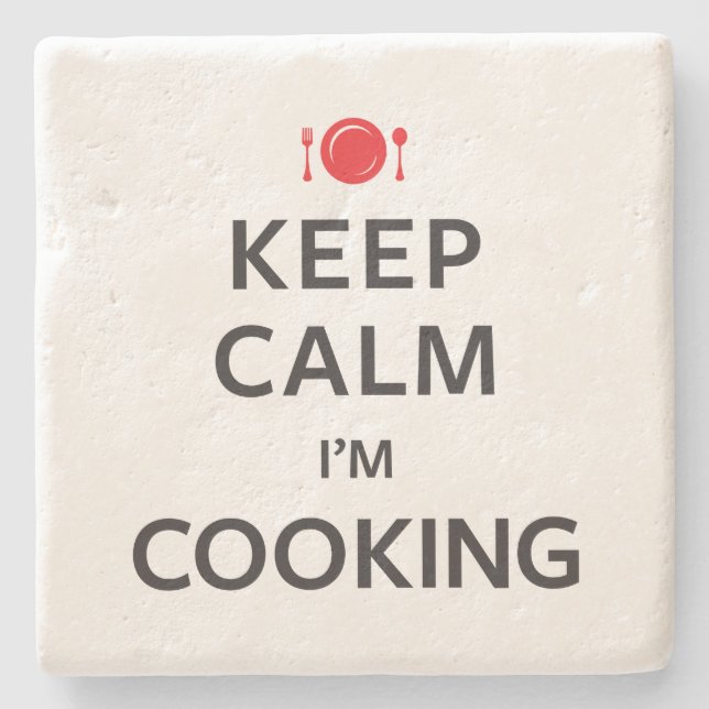 Posavasos De Piedra Guarde la calma que estoy cocinando (Anverso)