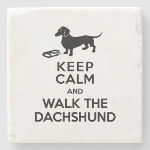 Posavasos De Piedra Guarde la calma y camine el Dachshund - Doxie