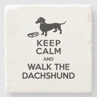 Posavasos De Piedra Guarde la calma y camine el Dachshund - Doxie