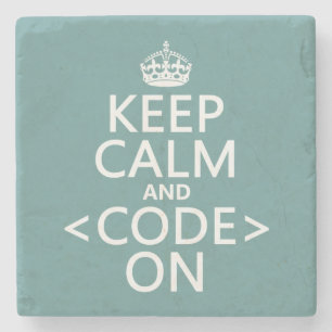 Posavasos De Piedra Guarde la calma y <Code> En - todos los colores