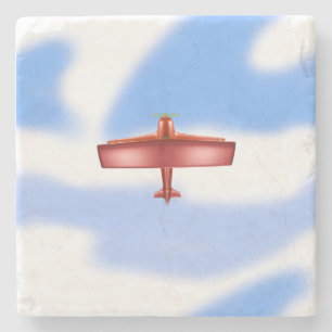 Posavasos De Piedra Guay Adventurous Flying Red Bi-Plane Stone Coaster