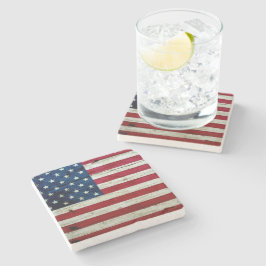 Posavasos De Piedra Guay apenó la madera de la bandera americana