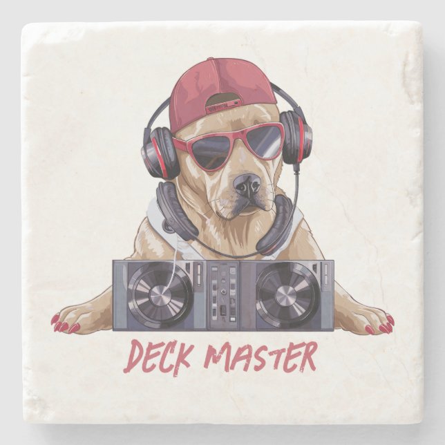 Posavasos De Piedra Guay Beats Canine DJ (Anverso)