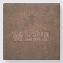 Posavasos De Piedra Guay Western Text - Personalizar It