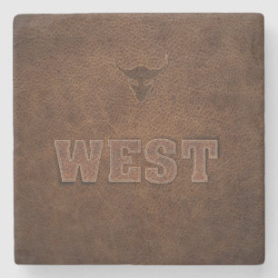 Posavasos De Piedra Guay Western Text - Personalizar It