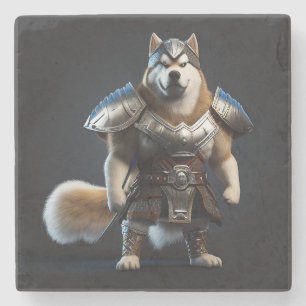 Posavasos De Piedra Guerrero Alaskan Malamute Perro, perro militar de 