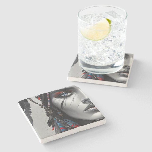 Posavasos De Piedra Guerrero tribal (Lateral)