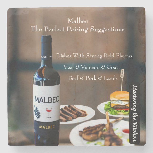 Posavasos De Piedra Guía de combinación de vinos Malbec/Dominando la c (Anverso)