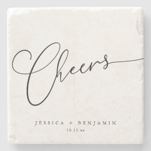 Posavasos De Piedra Guión de Cheers Nombres de Pareja Fecha de Boda Re