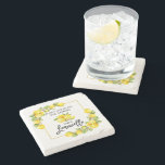 Posavasos De Piedra Guión de pincel Color de agua Lemons Limoncello<br><div class="desc">Guión de Cepillo Moderno Lemones De Color De Agua Cuando La Vida Te Da Lemones Hacen Montura De Piedra Limoncello</div>