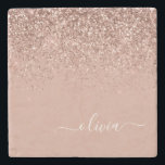 Posavasos De Piedra Guión de Purpurina negro rosado dorado Rosa monogr<br><div class="desc">Oro Rosa - Rubor Pink Sparkle Purpurina Script Monograma Nombre Tile Piedra. Esto hace que la graduación perfecta,  dulce cumpleaños de 16 años,  boda,  ducha de novia,  aniversario,  ducha de bebé o fiesta de soltera sea un regalo para alguien que ama el lujo glam y los estilos de moda.</div>