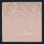 Posavasos De Piedra Guión de Purpurina negro rosado dorado Rosa monogr<br><div class="desc">Oro Rosa - Rubor Pink Sparkle Purpurina Script Monograma Nombre Tile Piedra. Esto hace que la graduación perfecta,  dulce cumpleaños de 16 años,  boda,  ducha de novia,  aniversario,  ducha de bebé o fiesta de soltera sea un regalo para alguien que ama el lujo glam y los estilos de moda.</div>